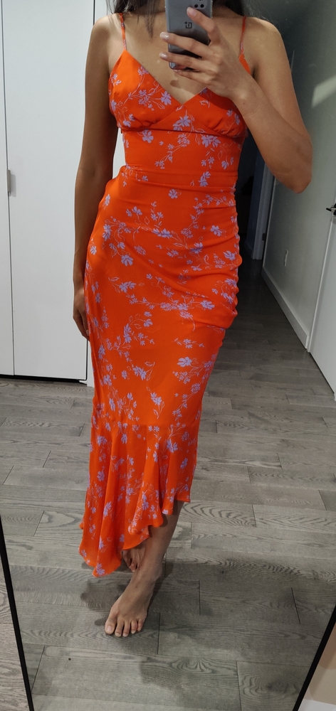 Nicholas red silk floral maxi dress size 2